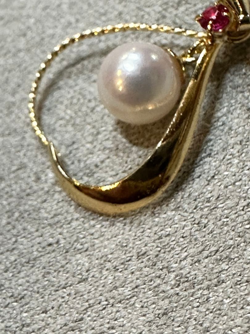 直*子様 K18あこや真珠 ルビー ペンダントトップ