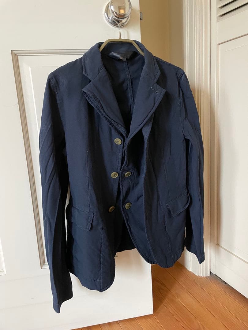 コムデギャルソン ポリ縮絨ドッキングテーラードジャケット ネイビー XS