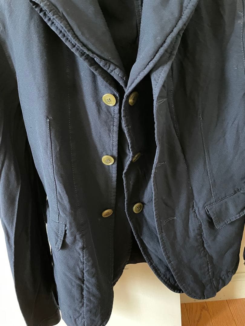 コムデギャルソン ポリ縮絨ドッキングテーラードジャケット ネイビー XS