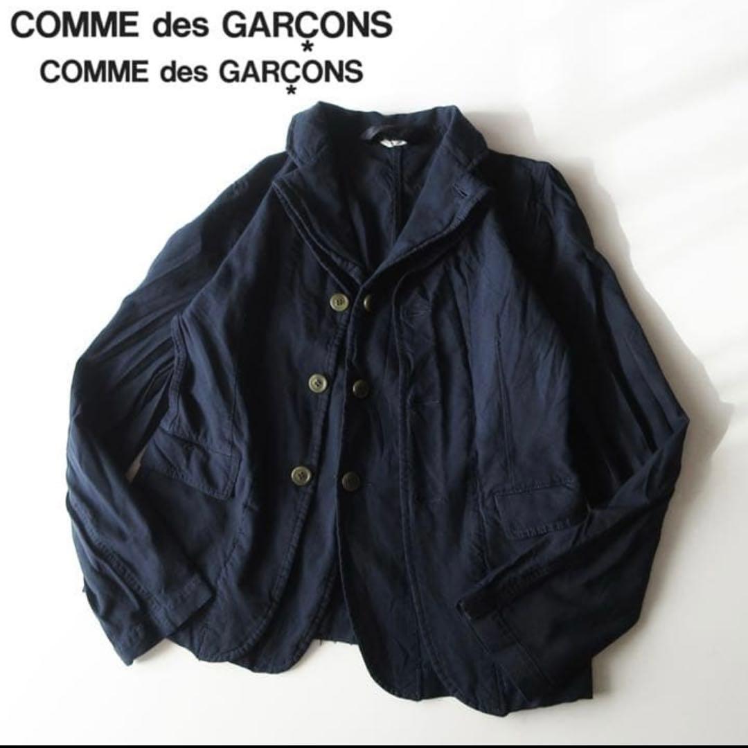 コムデギャルソン ポリ縮絨ドッキングテーラードジャケット ネイビー XS