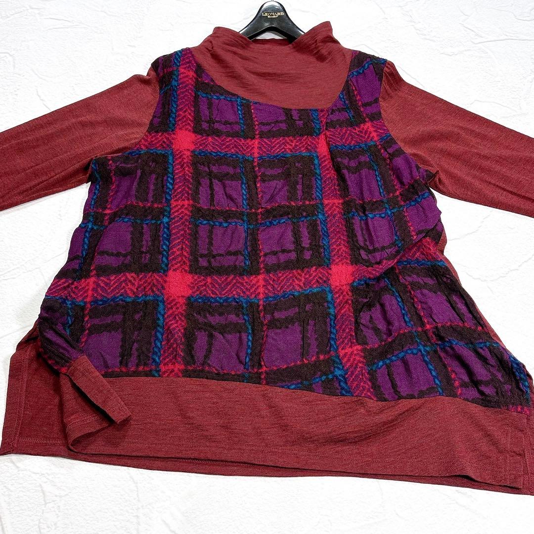 ✨美品✨慈雨　センソユニコ　チュニック　異素材切替　変形　ハイネック　ウール