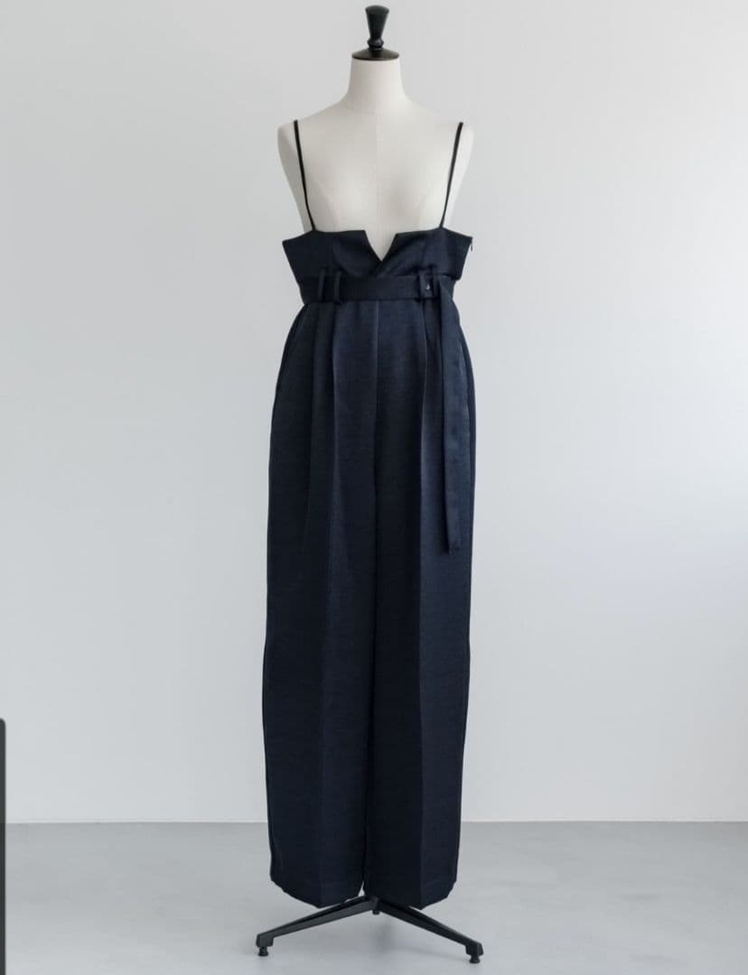 美品roughlow satin wide salopette navy