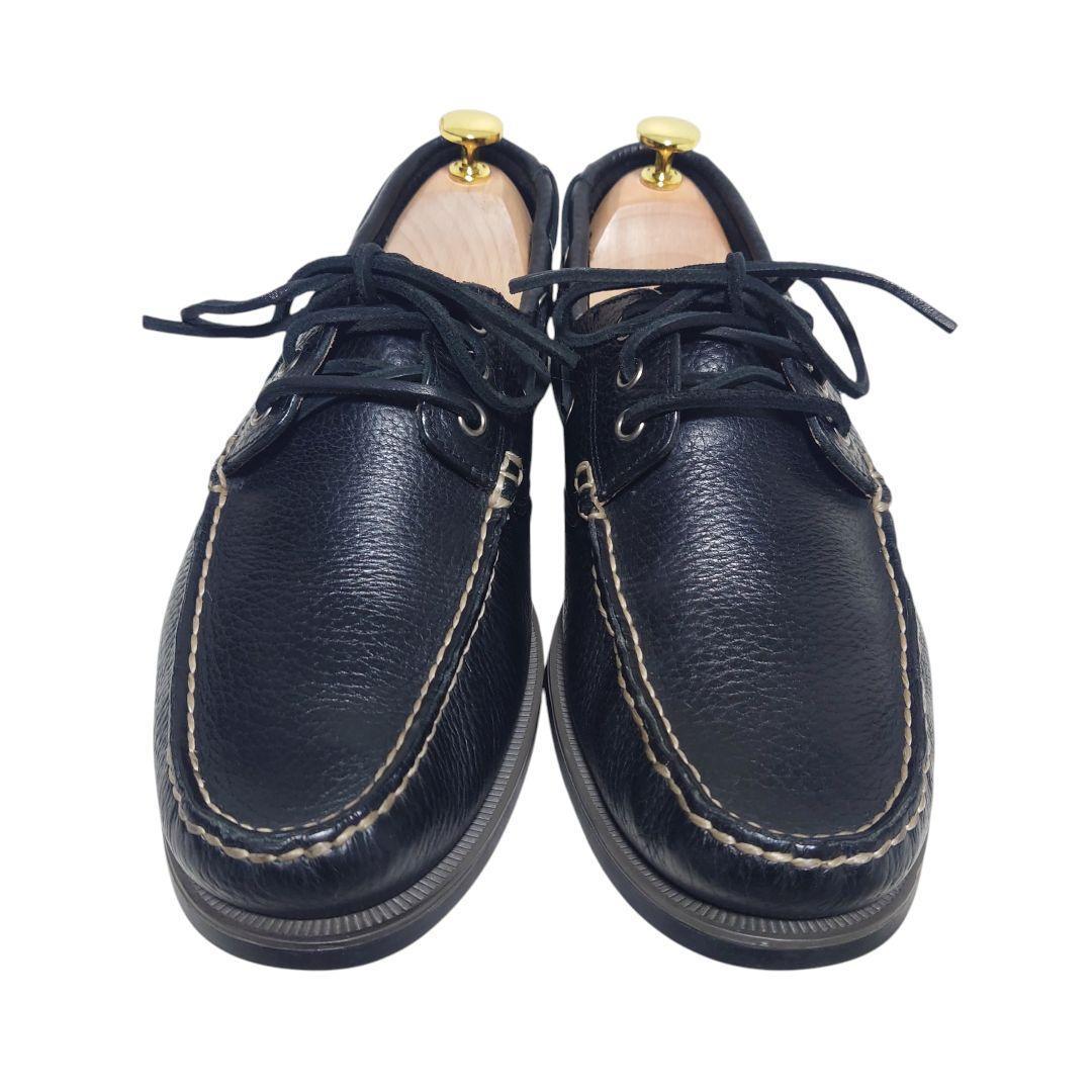 ポロラルフローレン デッキシューズ レザー 10D シボ革 黒