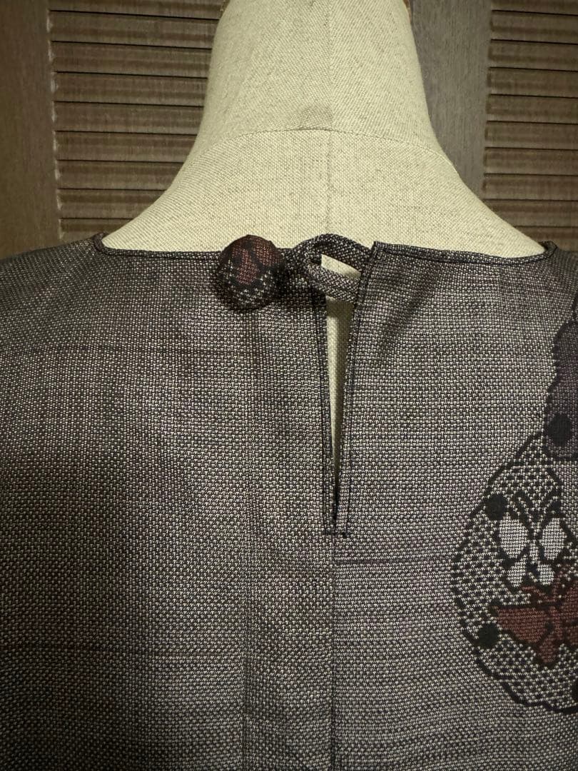 本場大島紬 泥染め ロングワンピース 9マルキ 証紙