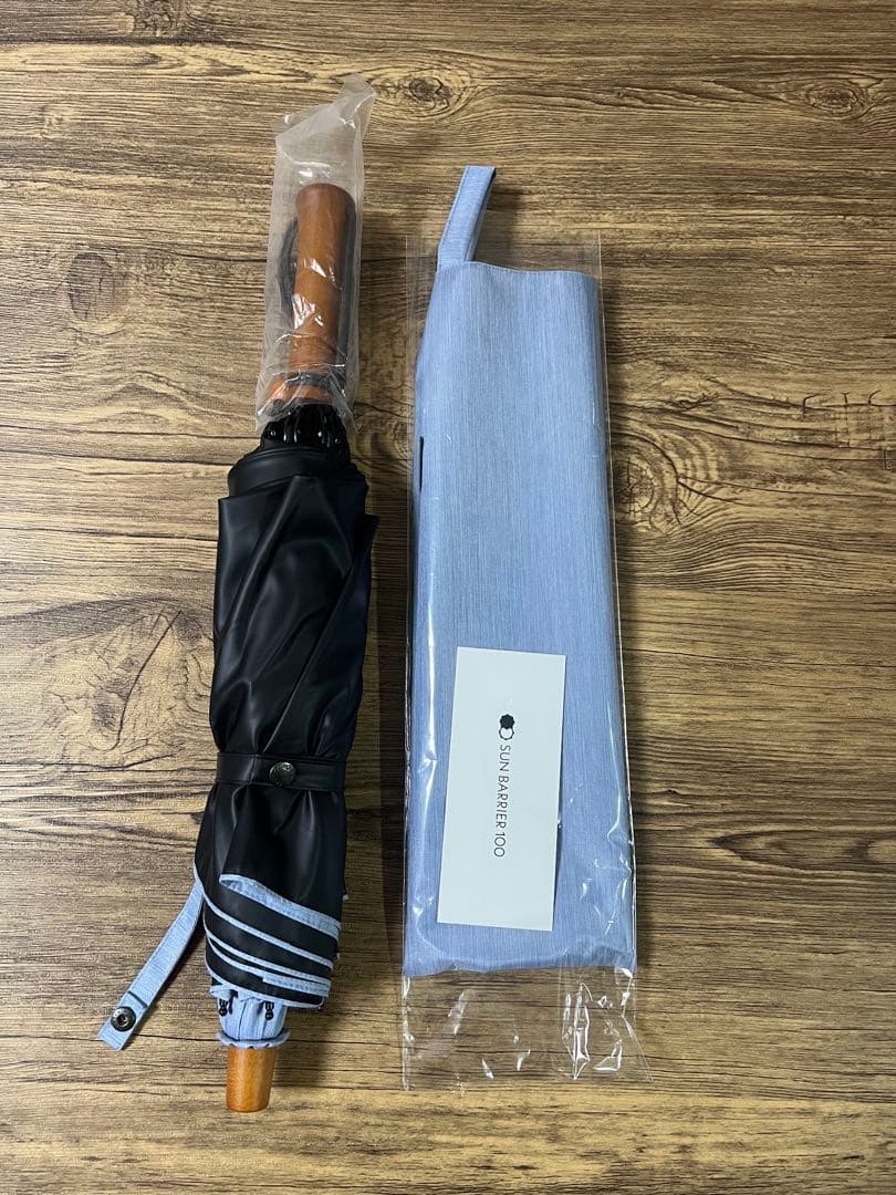 サンバリア100 日傘 2段折り moku (ブルー)