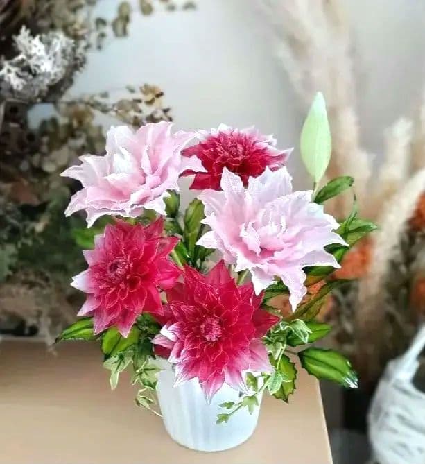 百合とダリア　　　アメリカンフラワー　（ディップフラワー）