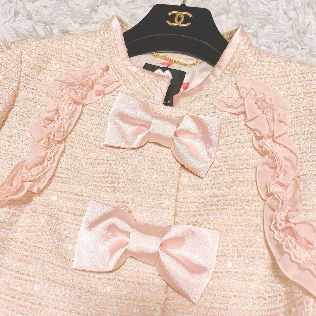 ジーザスディアマンテ レース リボン コート 春 プティ トリアノン ピンク