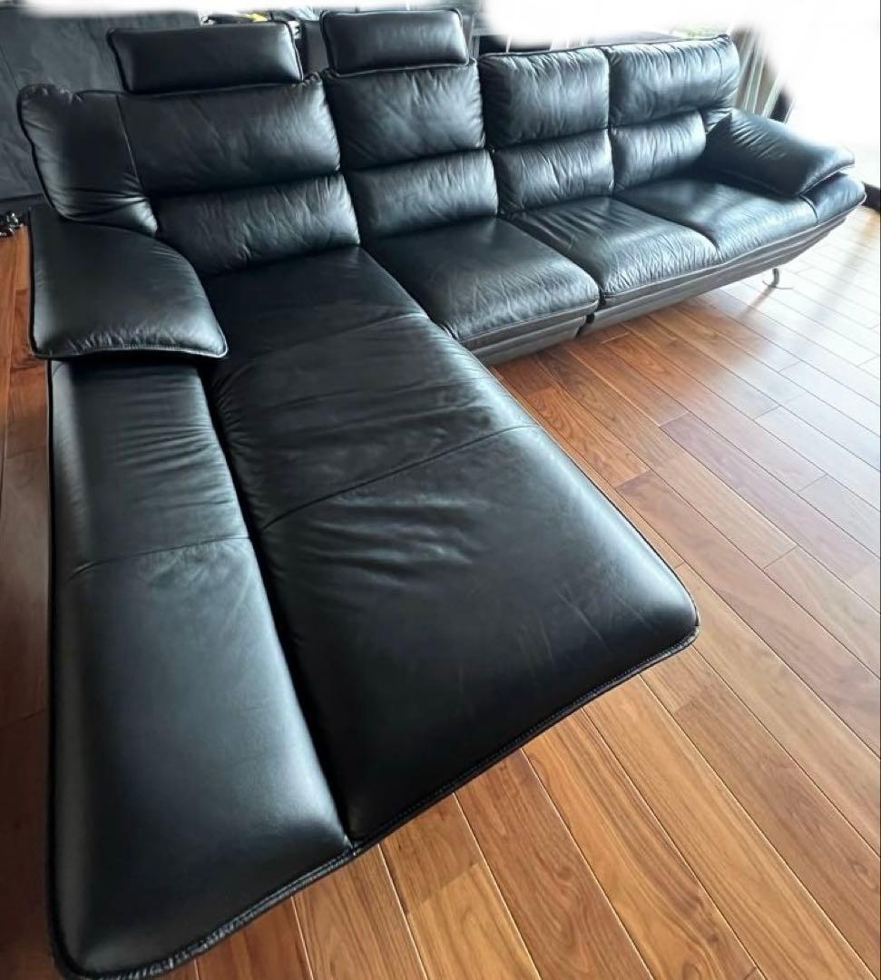 ニトリ　本革カウチソファ　4人掛け