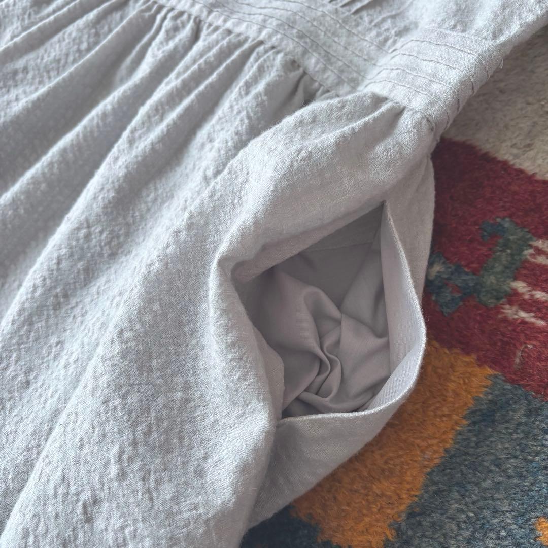 新品　TSUHARU ツハル　チェック織りレース刺繍ワンピース　グレー