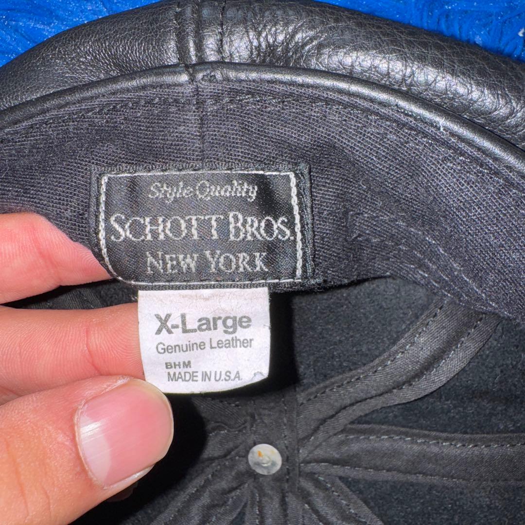 ショット SCHOTT BROS レザー製黒　キャスケット帽