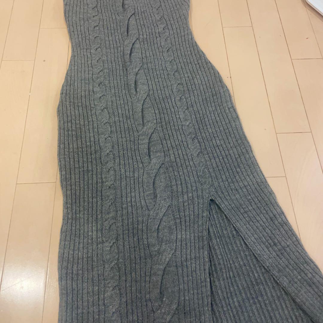 Carmen knit set dress グレー