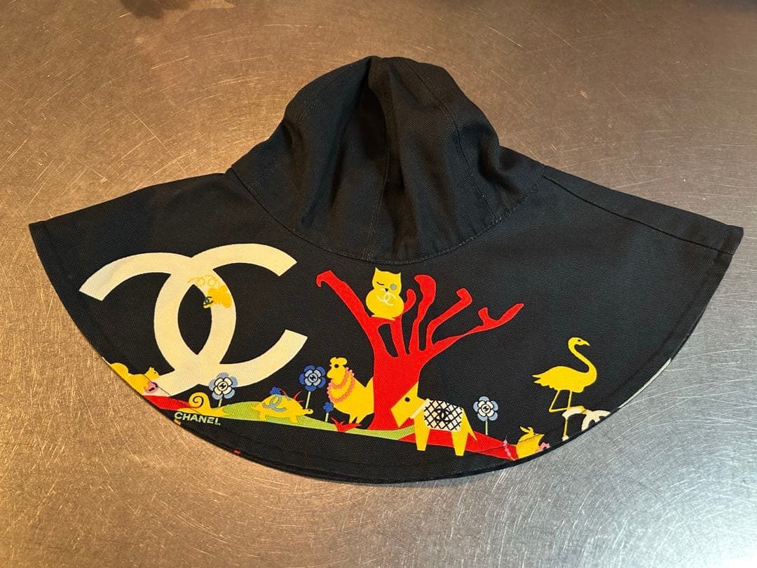 CHANEL つばひろ帽子　コットン　57cm