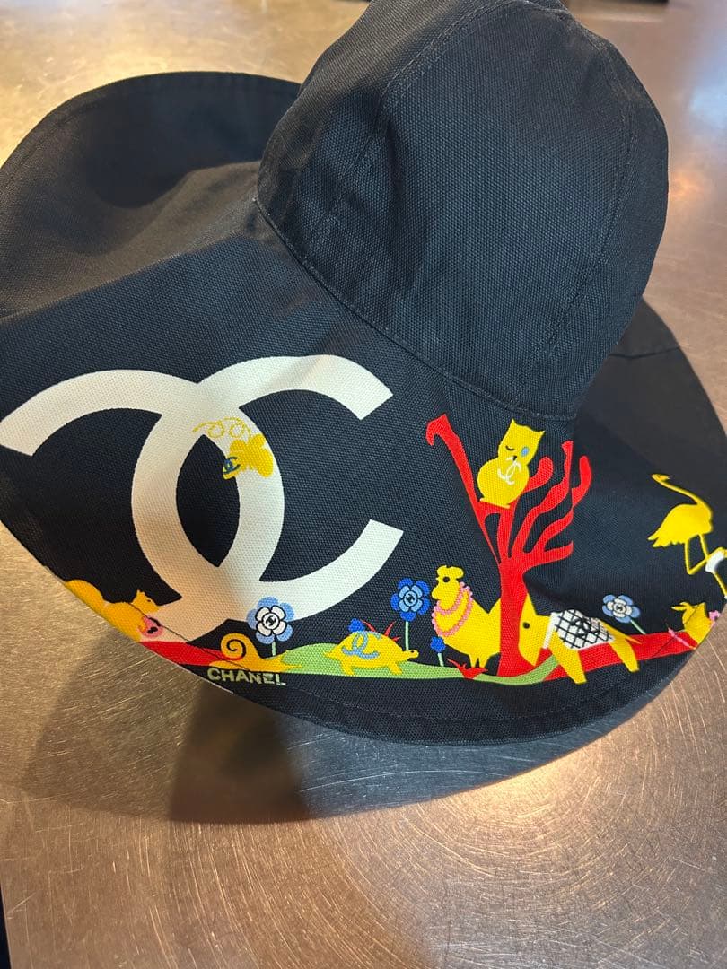CHANEL つばひろ帽子　コットン　57cm