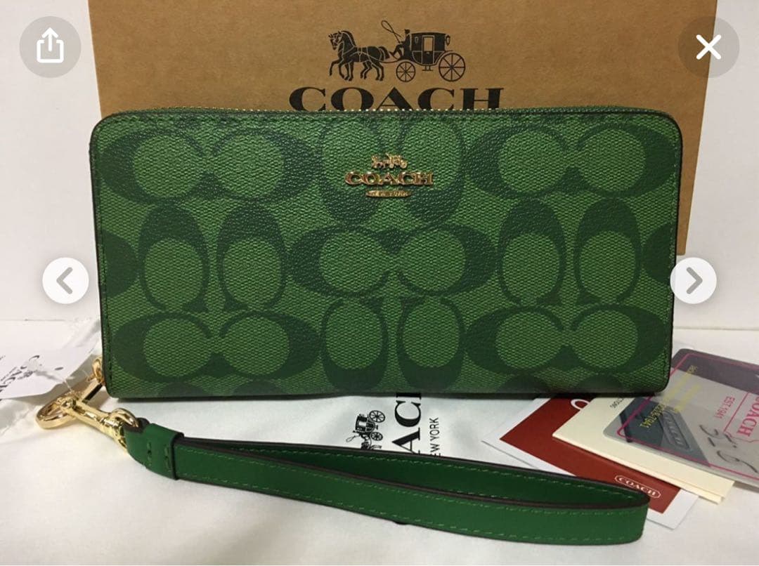 COACH グリーン 長財布　c4452