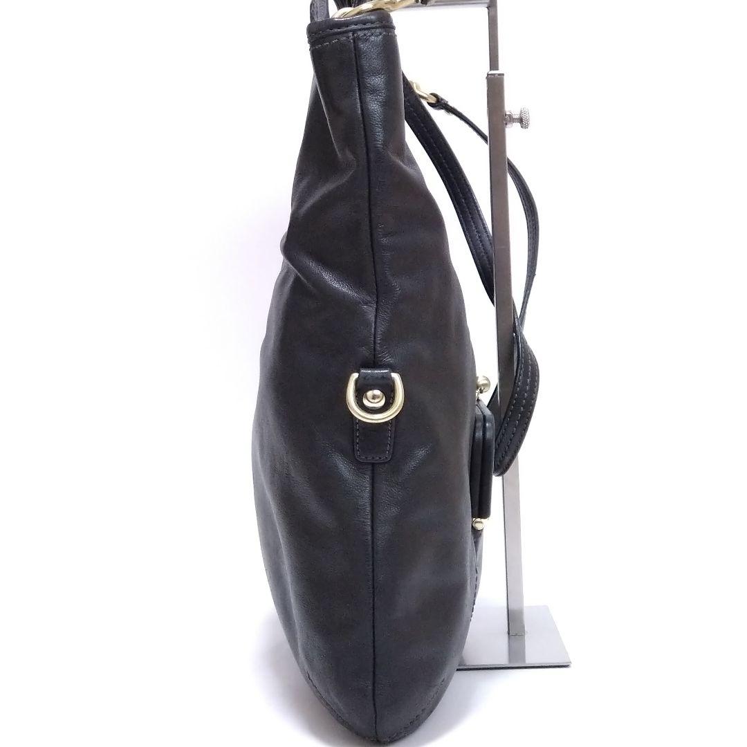 COACH ショルダーバッグ トートバッグ 2WAY がま口 レザー ブラック