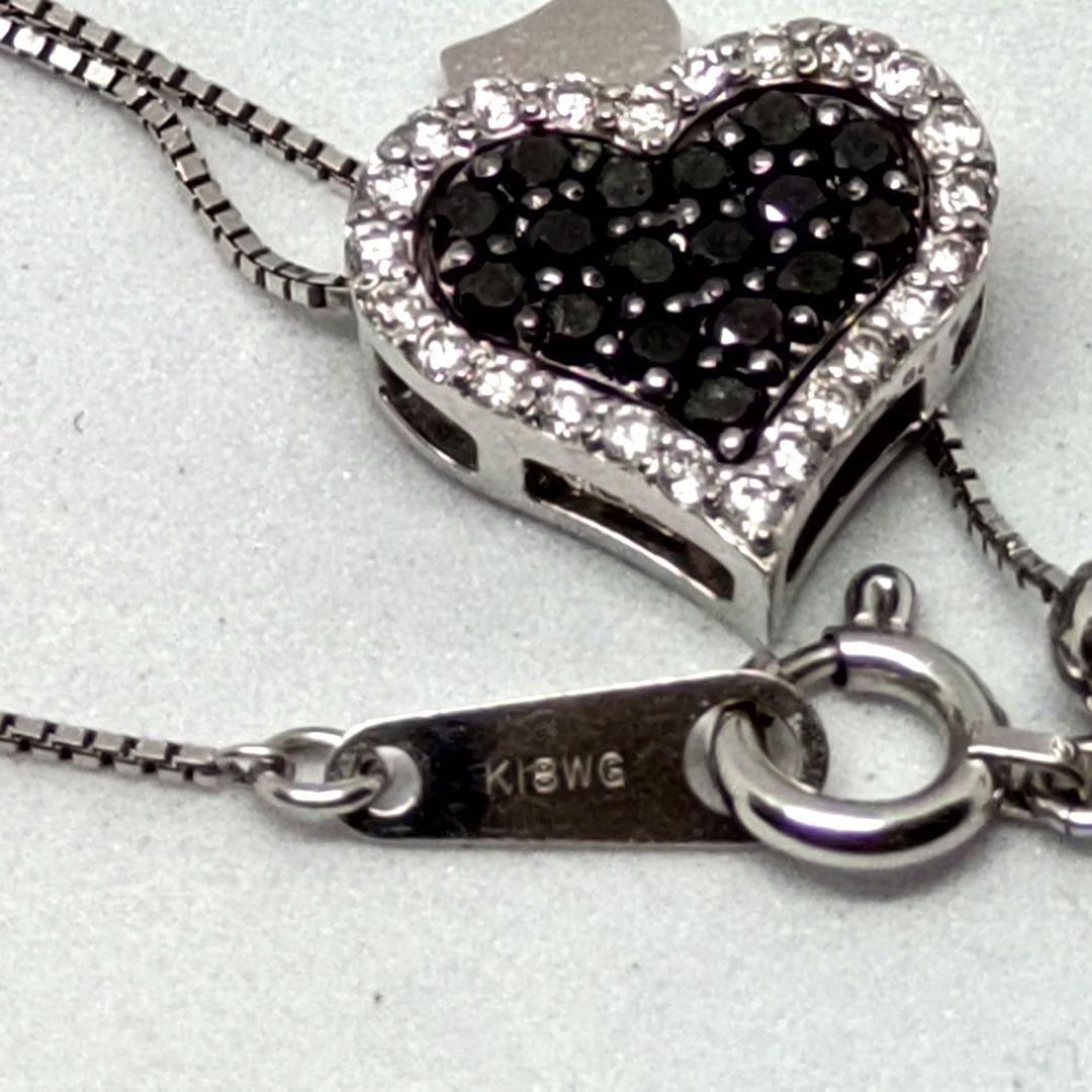 K18WG ハート型ダイヤモンドペンダント ネックレス