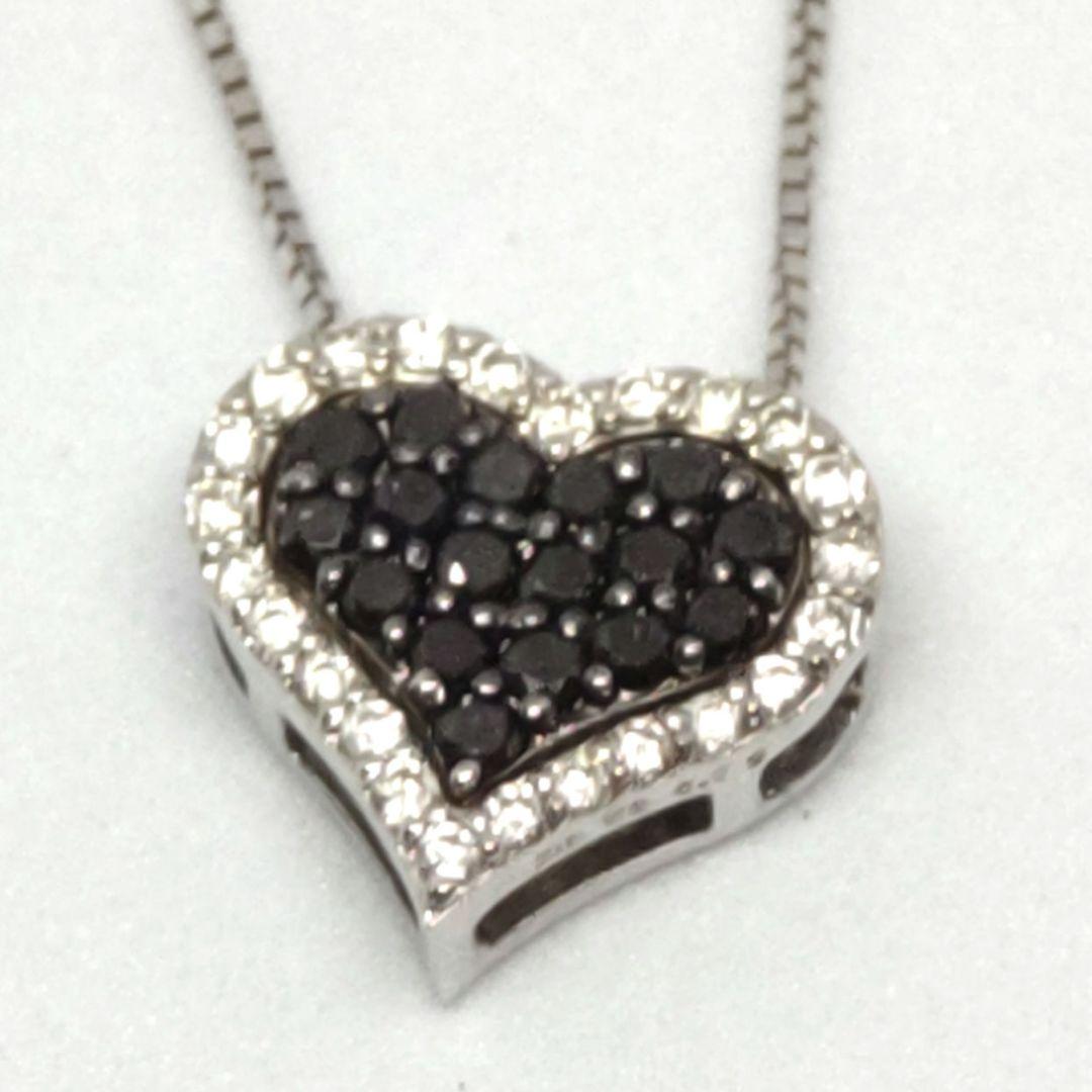 K18WG ハート型ダイヤモンドペンダント ネックレス