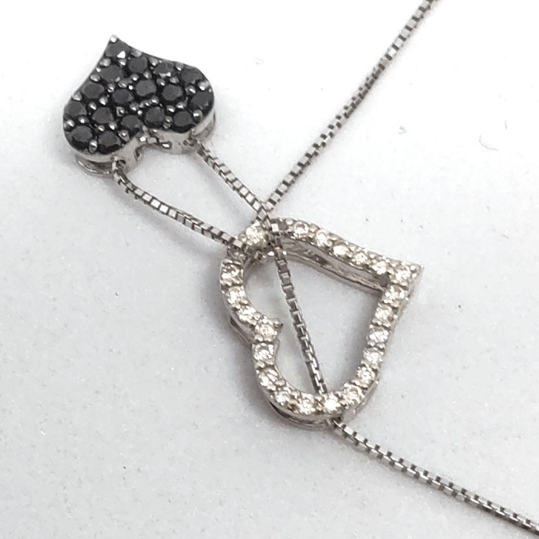 K18WG ハート型ダイヤモンドペンダント ネックレス