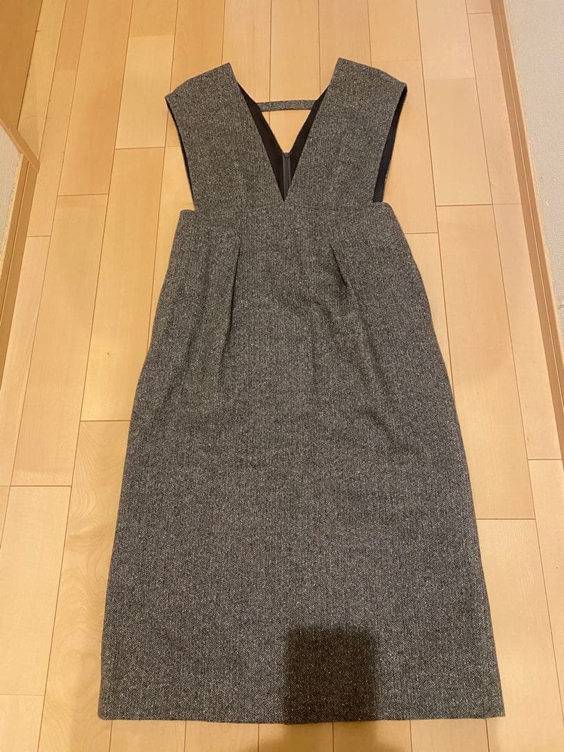 美品！シルクネップヘリンボーン オールインワン ワンピース