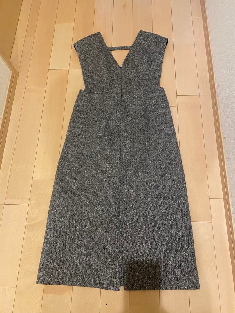 美品！シルクネップヘリンボーン オールインワン ワンピース