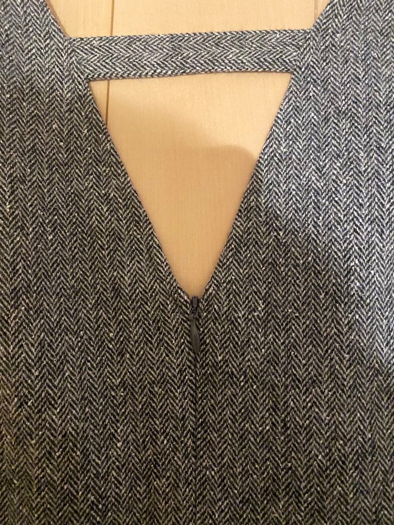 美品！シルクネップヘリンボーン オールインワン ワンピース