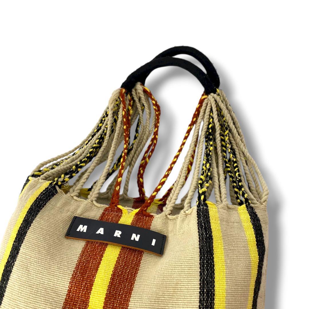 美品 MARNI ハンモックバッグ ストライプ トートバッグ ハンドバッグ