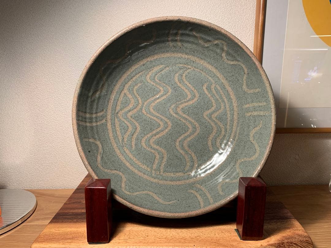 エドワードヒューズ 26cm 指描ボウル 中鉢 民藝 バーナードリーチ 濱田庄司