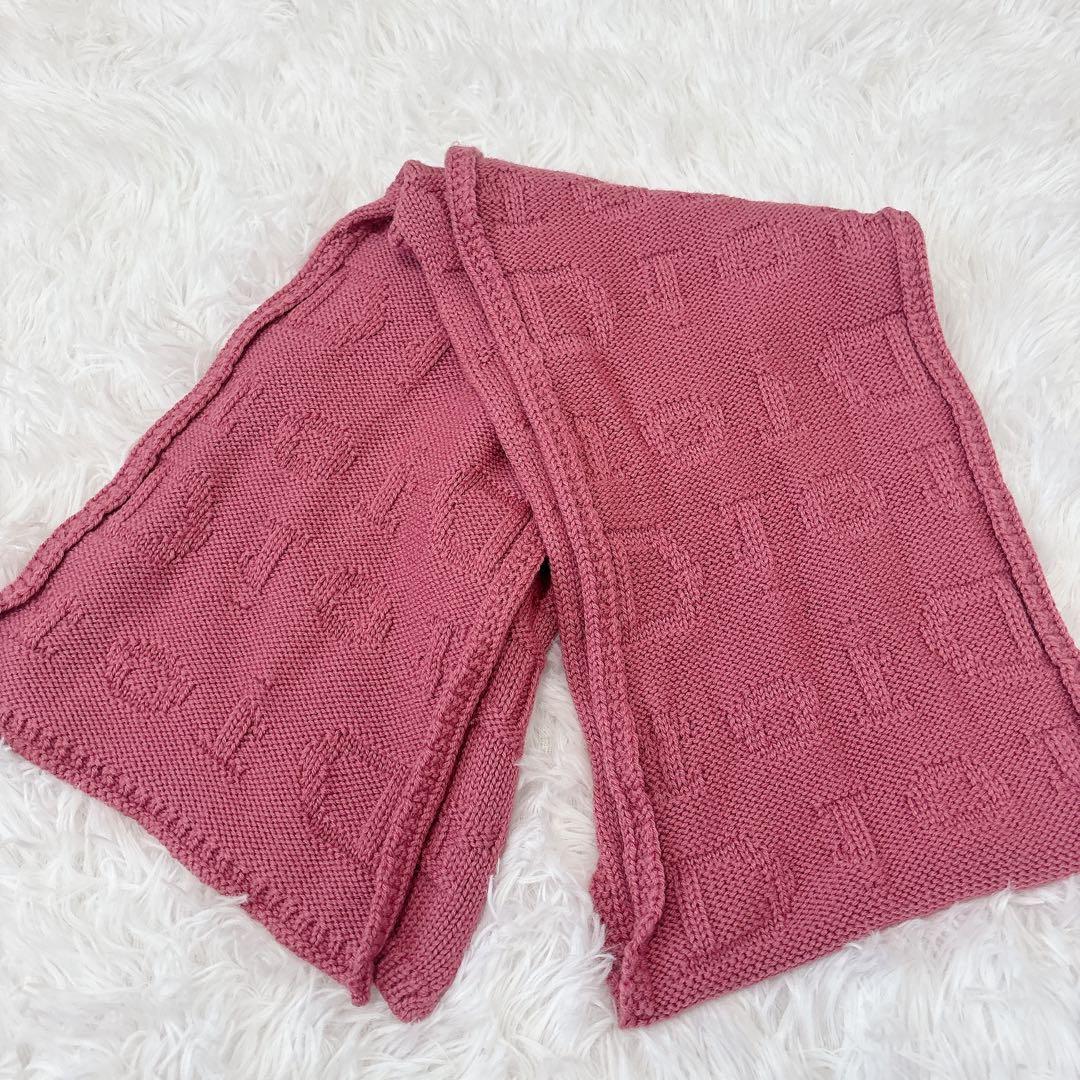 クリスチャンディオール　マフラー　ストール　ウール　ロゴ入り　ピンク　イタリア製