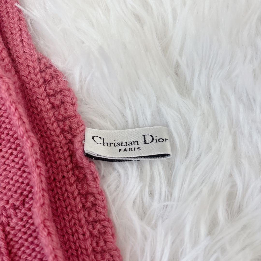 クリスチャンディオール　マフラー　ストール　ウール　ロゴ入り　ピンク　イタリア製