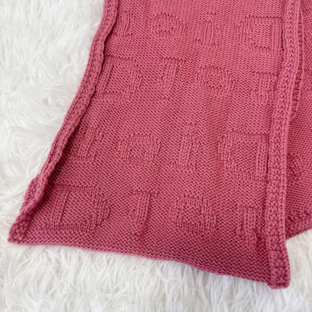 クリスチャンディオール　マフラー　ストール　ウール　ロゴ入り　ピンク　イタリア製