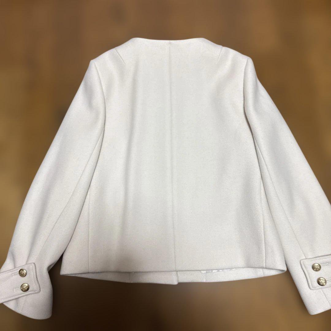 新品　アプワイザーリッシェ　ノーカラーショートコート　2 ホワイト　ジャケット