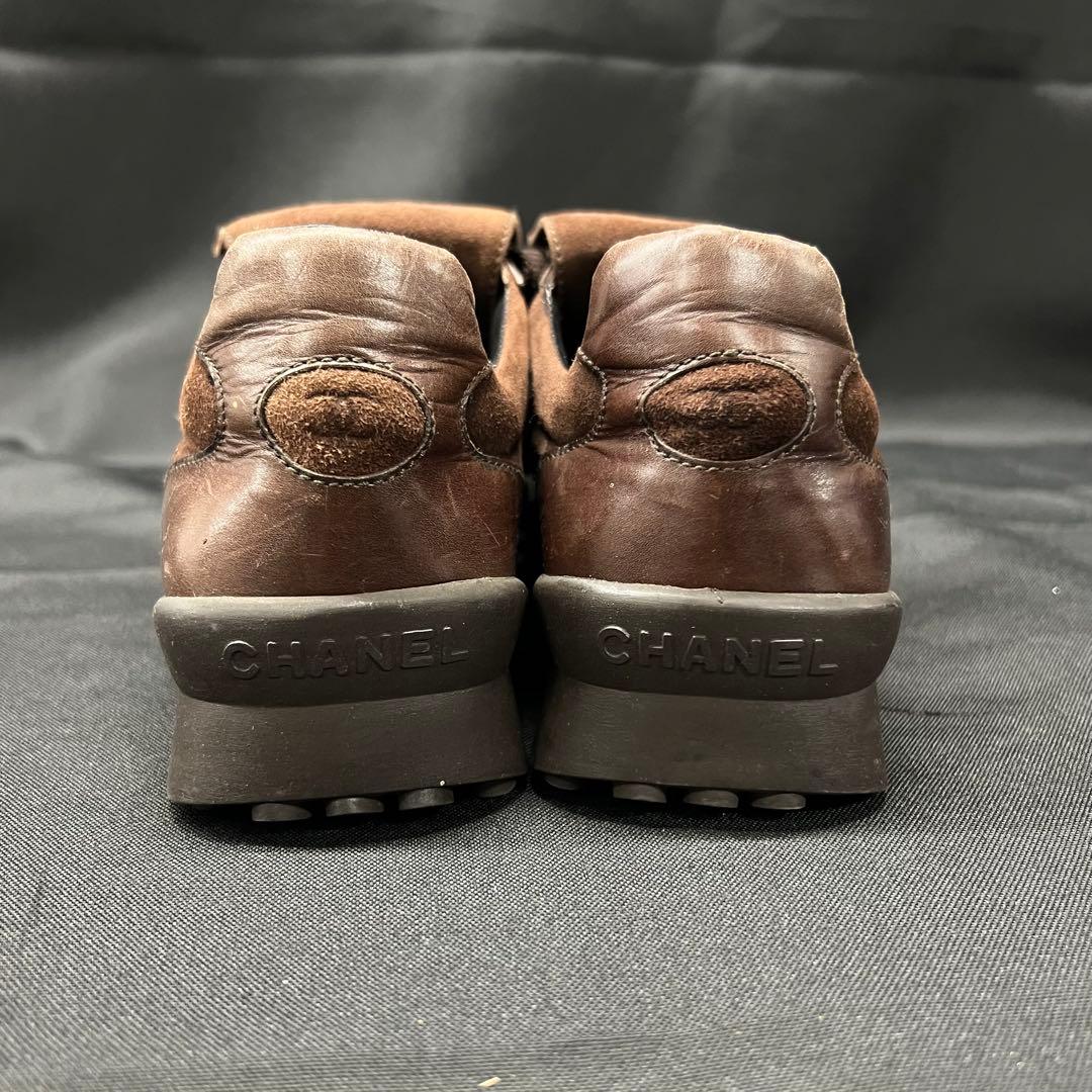 J3【used】CHANEL スニーカー　スエード　ココマーク　ブラウン 23