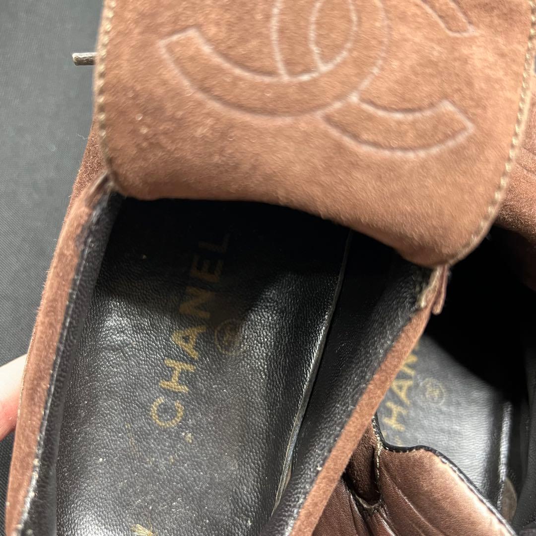 J3【used】CHANEL スニーカー　スエード　ココマーク　ブラウン 23