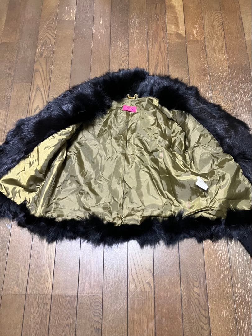 ★OZOC★フォックスファージャケット・袖リブニット（黒・38）