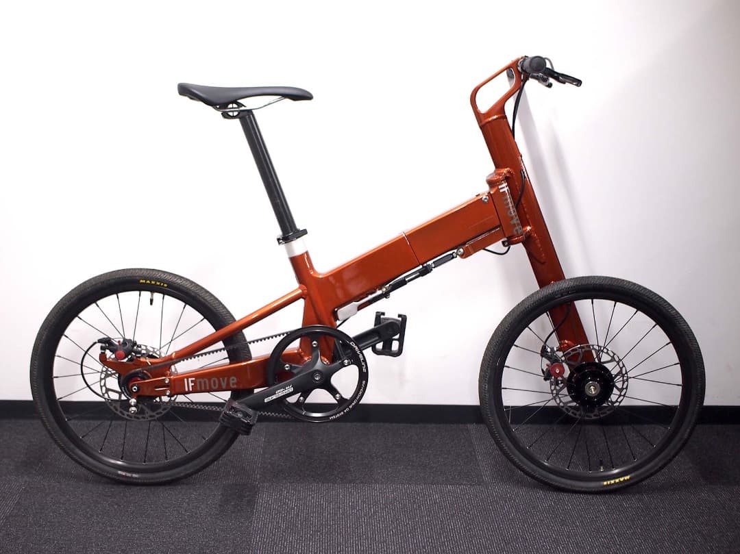 美品　デザイナー折りたたみ自転車 ブリックレッド3