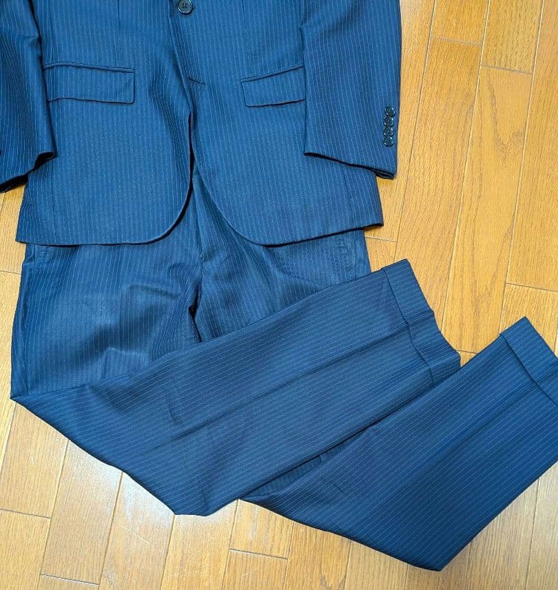 ブルックスブラザーズ　カノニコ社生地　 ネイビーストライプスーツ　サイズ44程度