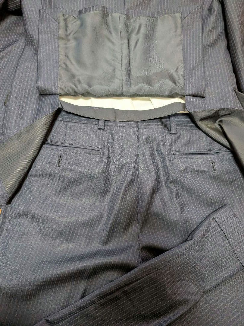 ブルックスブラザーズ　カノニコ社生地　 ネイビーストライプスーツ　サイズ44程度