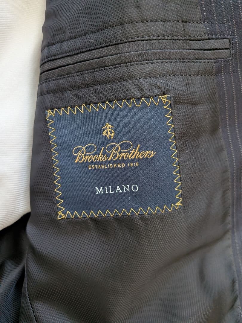 ブルックスブラザーズ　カノニコ社生地　 ネイビーストライプスーツ　サイズ44程度
