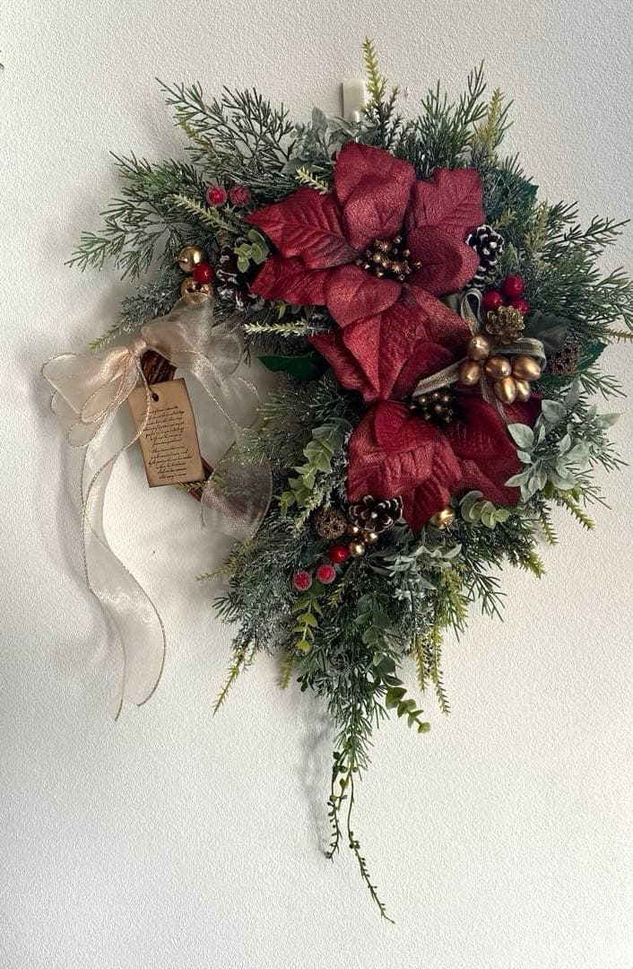 ＊hanahana　フラワーリース＊　玄関リース　クリスマスリース　レッド