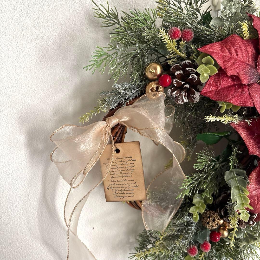 ＊hanahana　フラワーリース＊　玄関リース　クリスマスリース　レッド