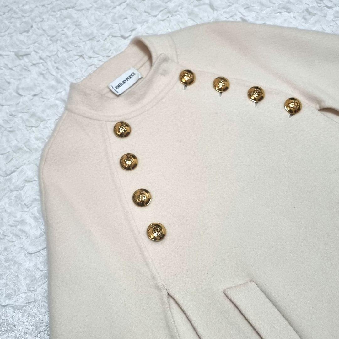 エミリオプッチ　カシミヤ　ダブルフェイス　ケープ　ポンチョ　金ボタン