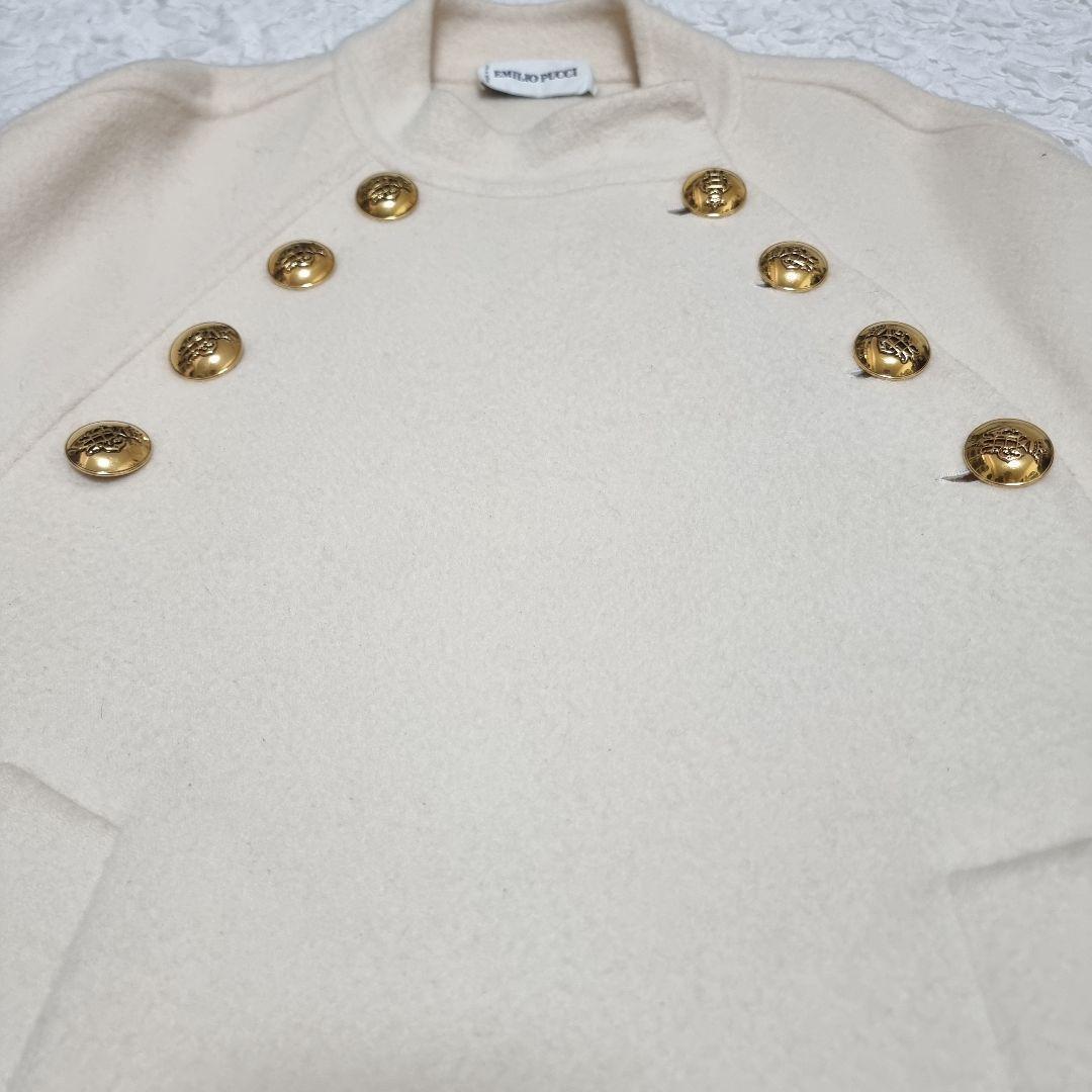エミリオプッチ　カシミヤ　ダブルフェイス　ケープ　ポンチョ　金ボタン
