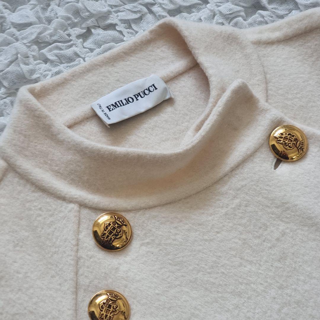 エミリオプッチ　カシミヤ　ダブルフェイス　ケープ　ポンチョ　金ボタン