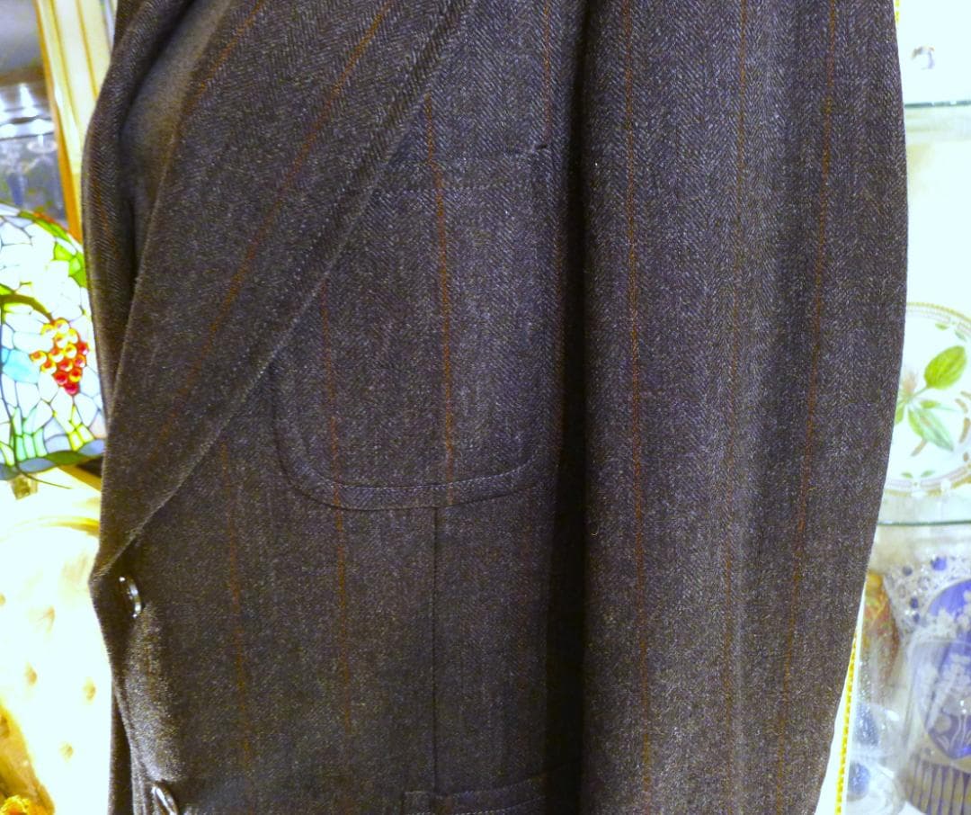 メンズ●【GUCCI】グレーベース ブラウンストライプ ジャケット美品●