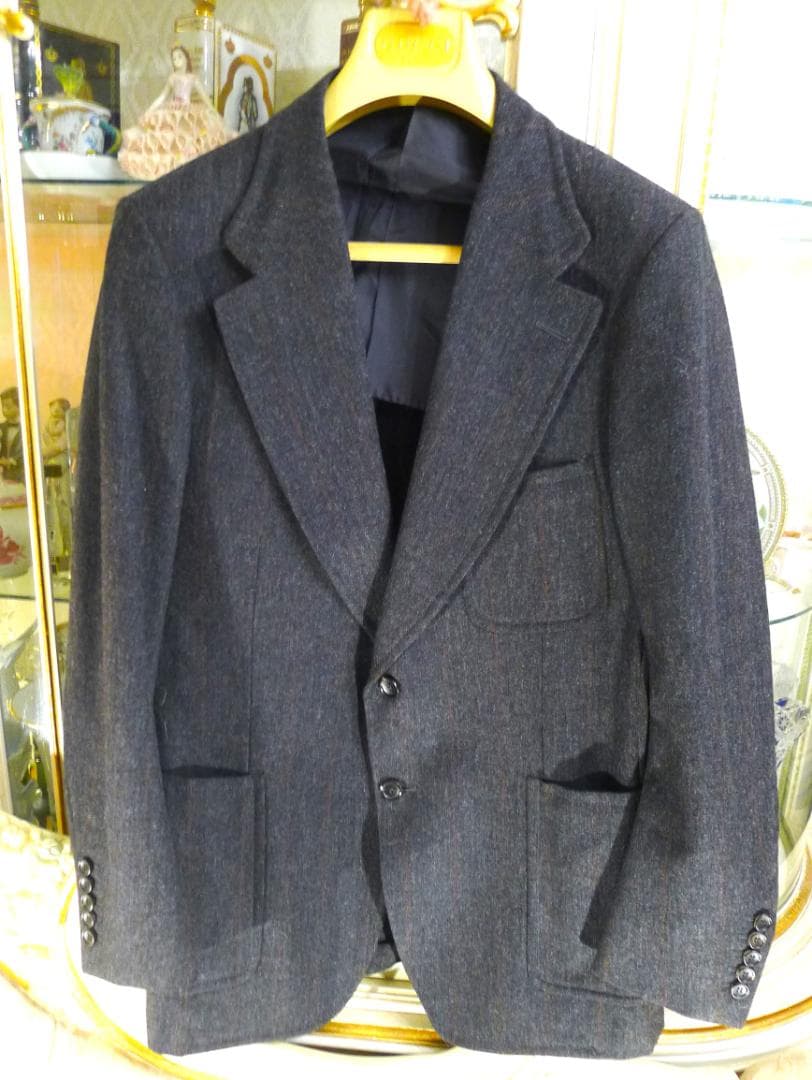 メンズ●【GUCCI】グレーベース ブラウンストライプ ジャケット美品●