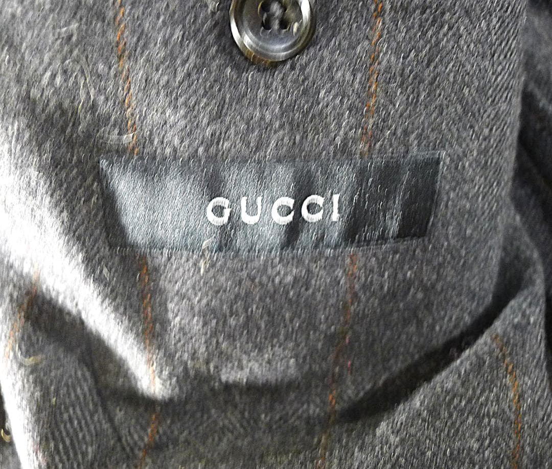 メンズ●【GUCCI】グレーベース ブラウンストライプ ジャケット美品●