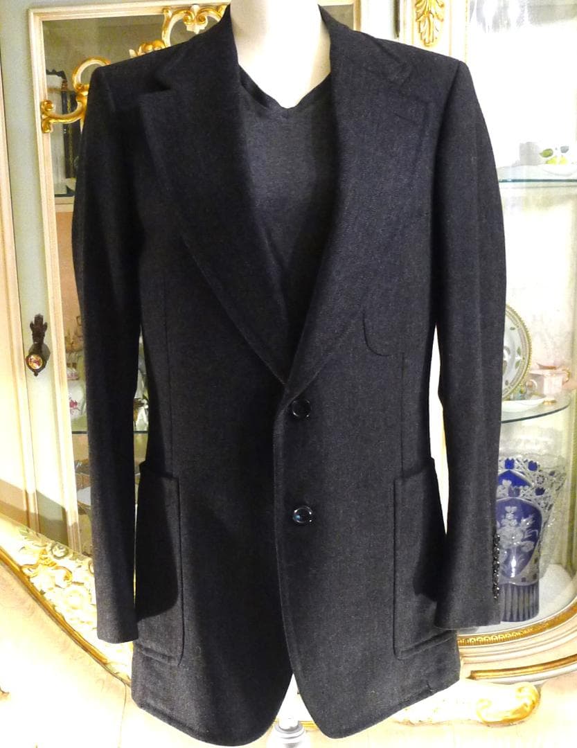 メンズ●【GUCCI】グレーベース ブラウンストライプ ジャケット美品●