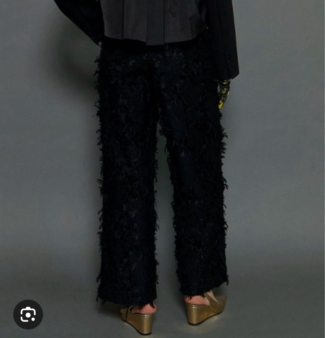 MAISON SPECIAL メゾンスペシャル カットフリンジジャガードパンツ黒