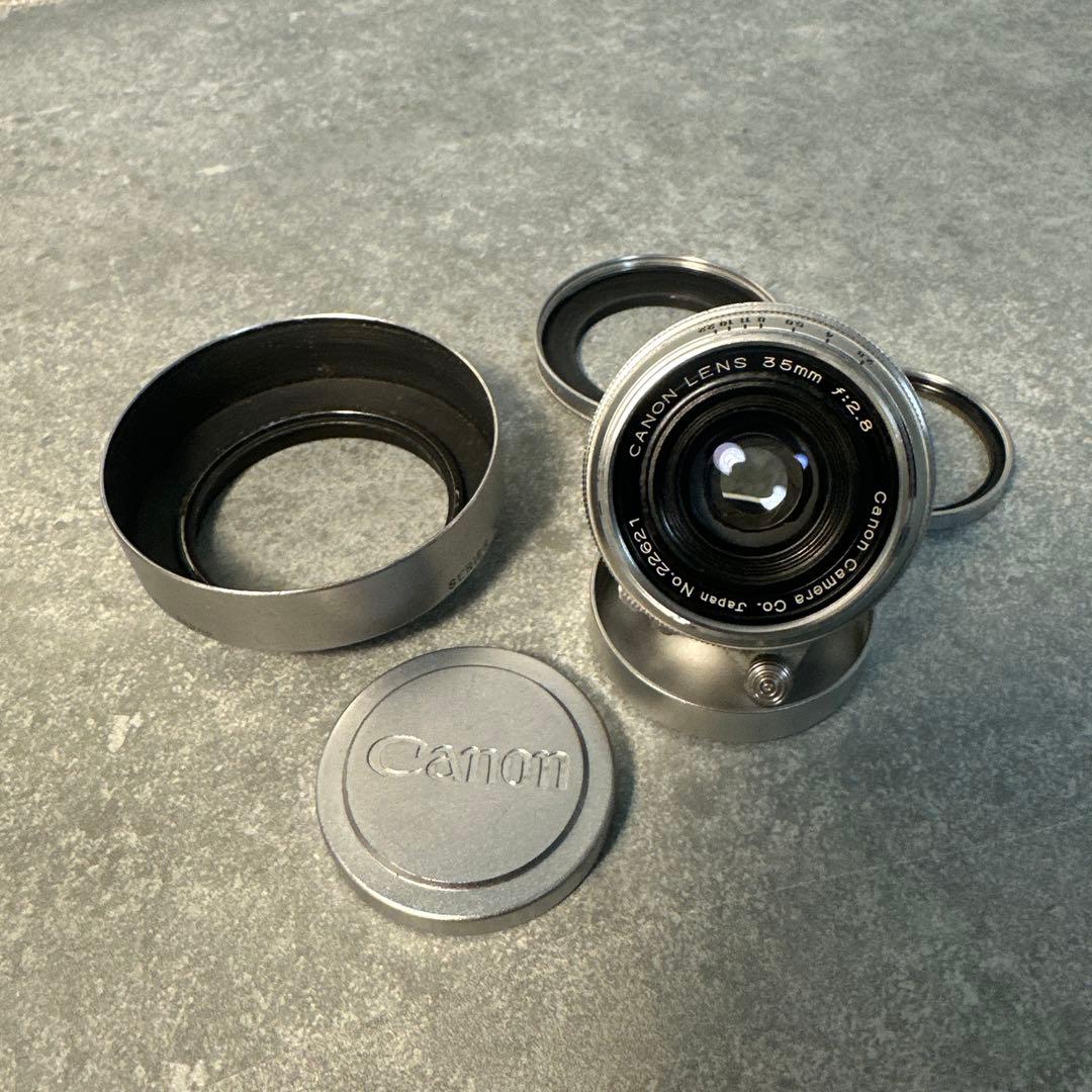 キャノン-L 35mmF2.8純正メタルフード付き