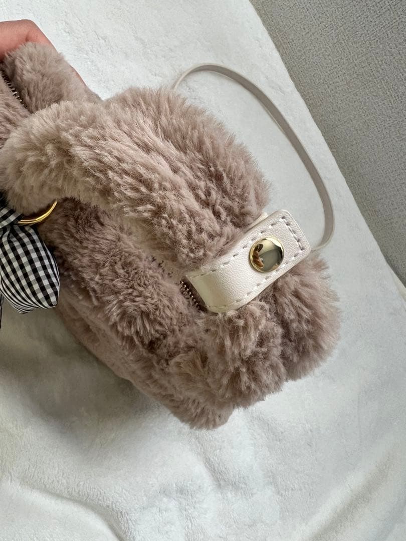 FURFUR エコファースクエアボストンバッグ　ベージュ